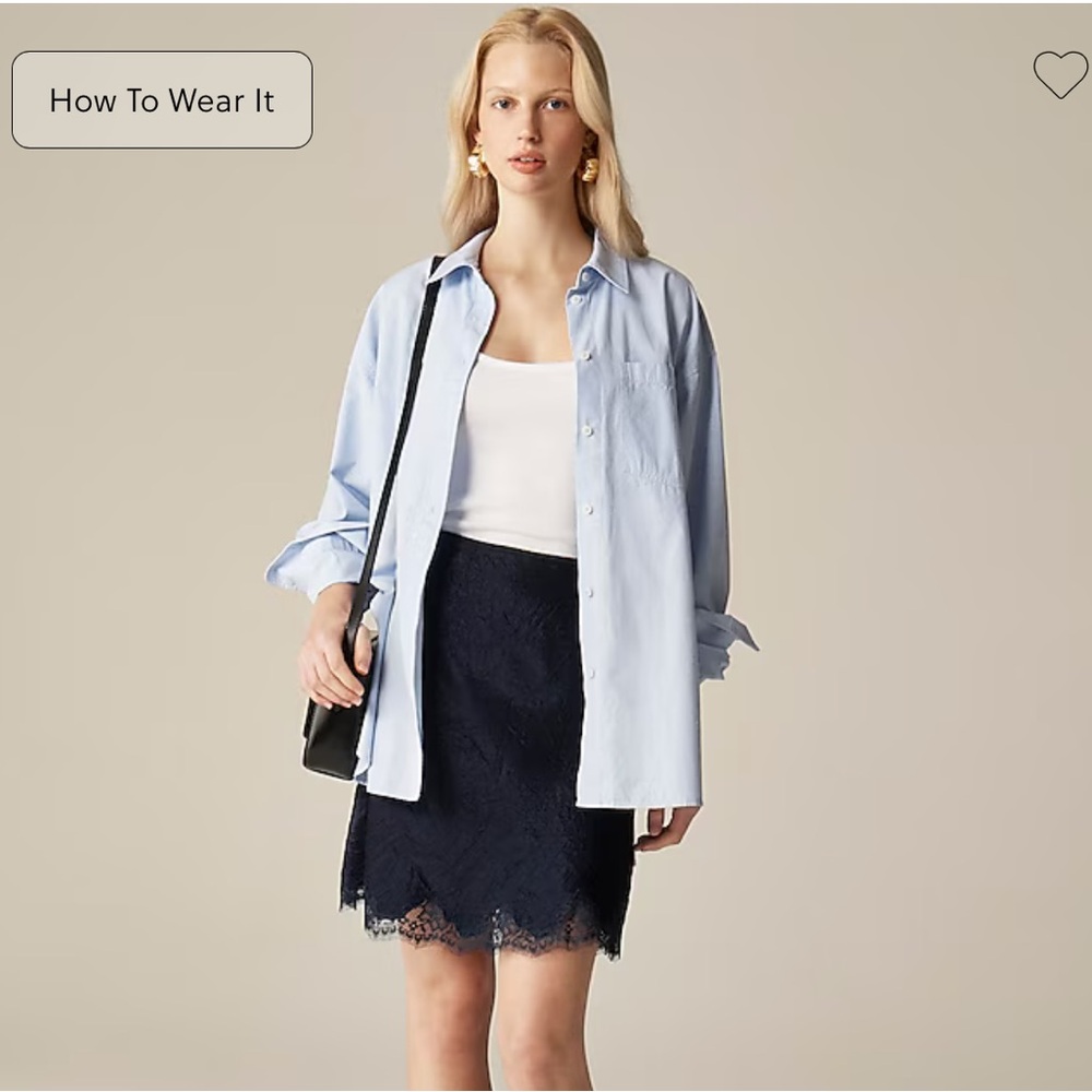 J. Crew Gwen lace trim slip skirt in textured satin